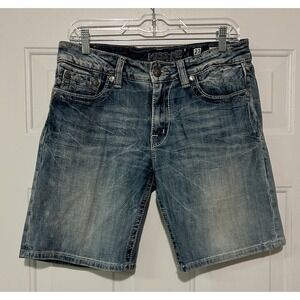 Miss Me Shorts Womens 27 Blue Denim Boyfriend Embroidered Mid Rise 28x9